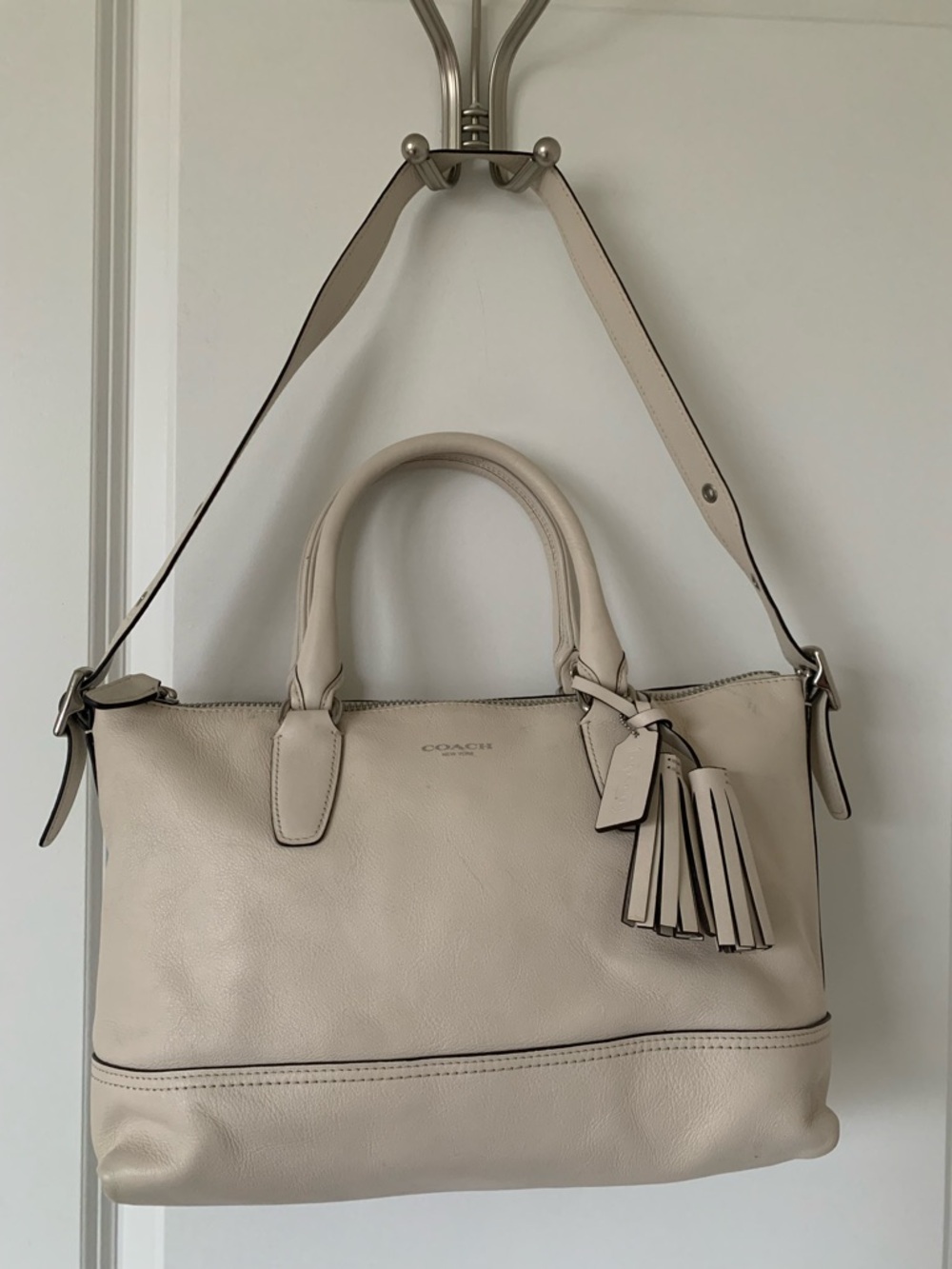 Coach Cream Leather legacy Molly  Bag with Tassel